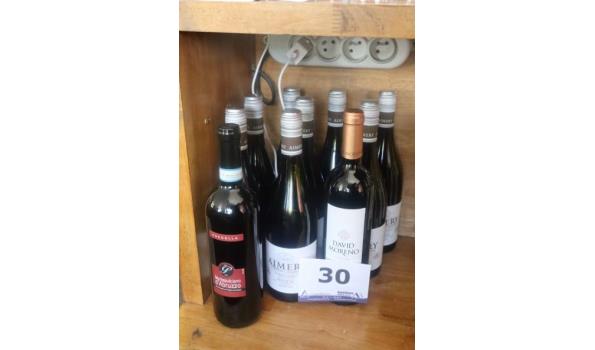 10 diverse flessen rode wijn